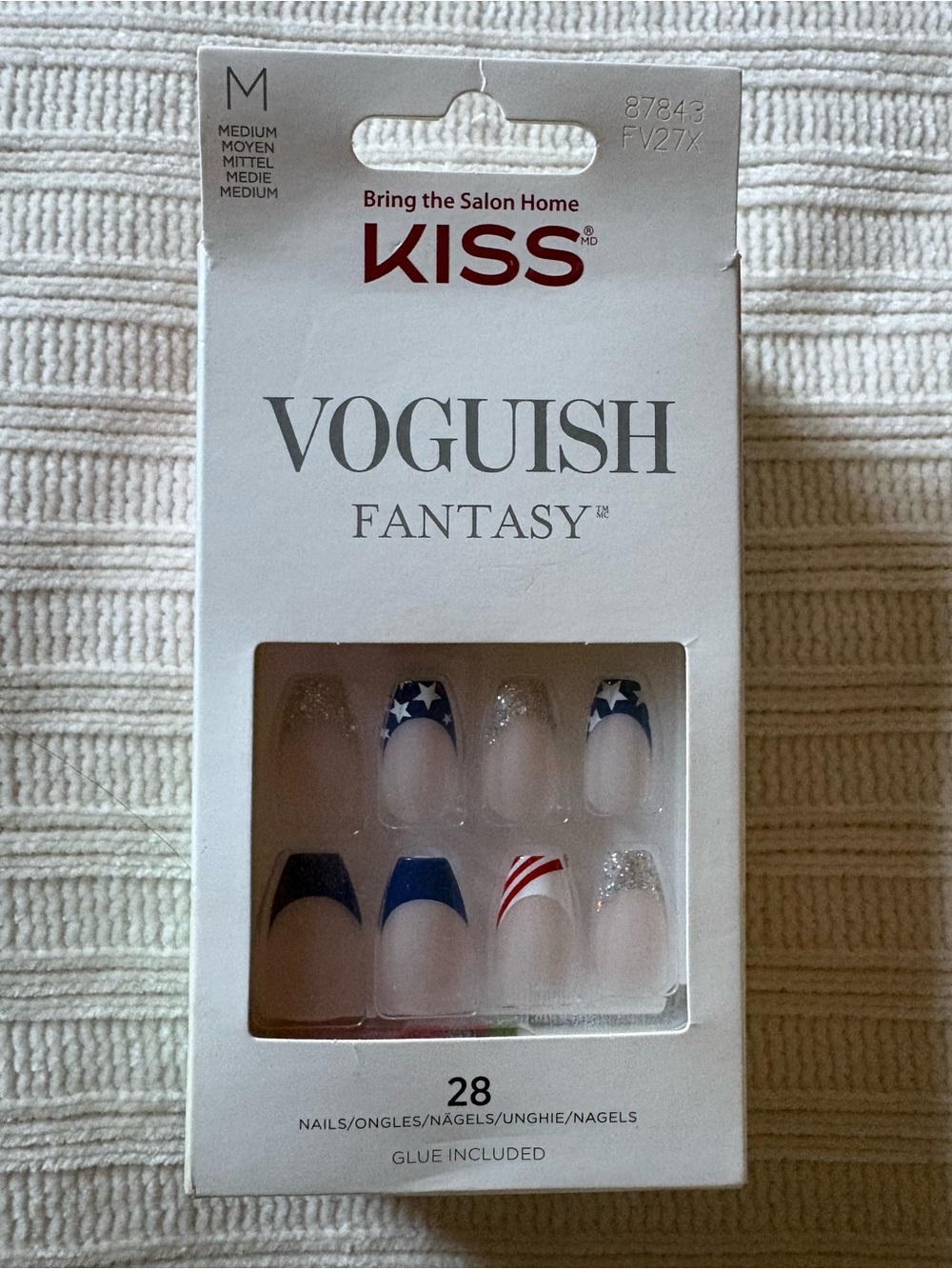 New KISS Press-On Nails Stars Stripes Blue, Red, Silver 4th of July Patriotic